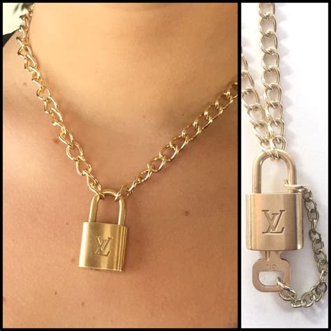 louis vuitton crossbody gold chain|Louis Vuitton gold lock necklace.